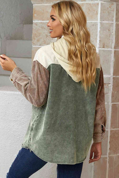 Snap Front Hooded Corduroy | Shacket