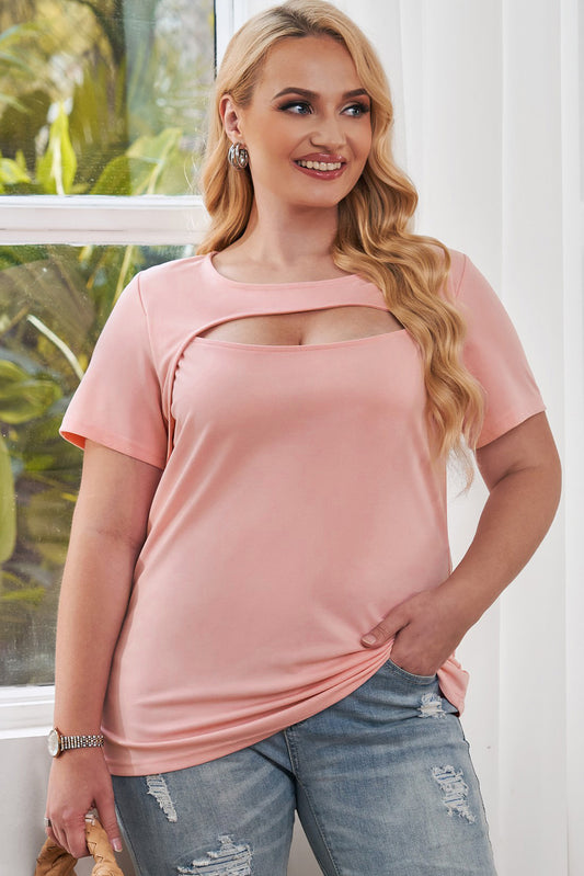 Cutout Round Neck Short Sleeve | Tee