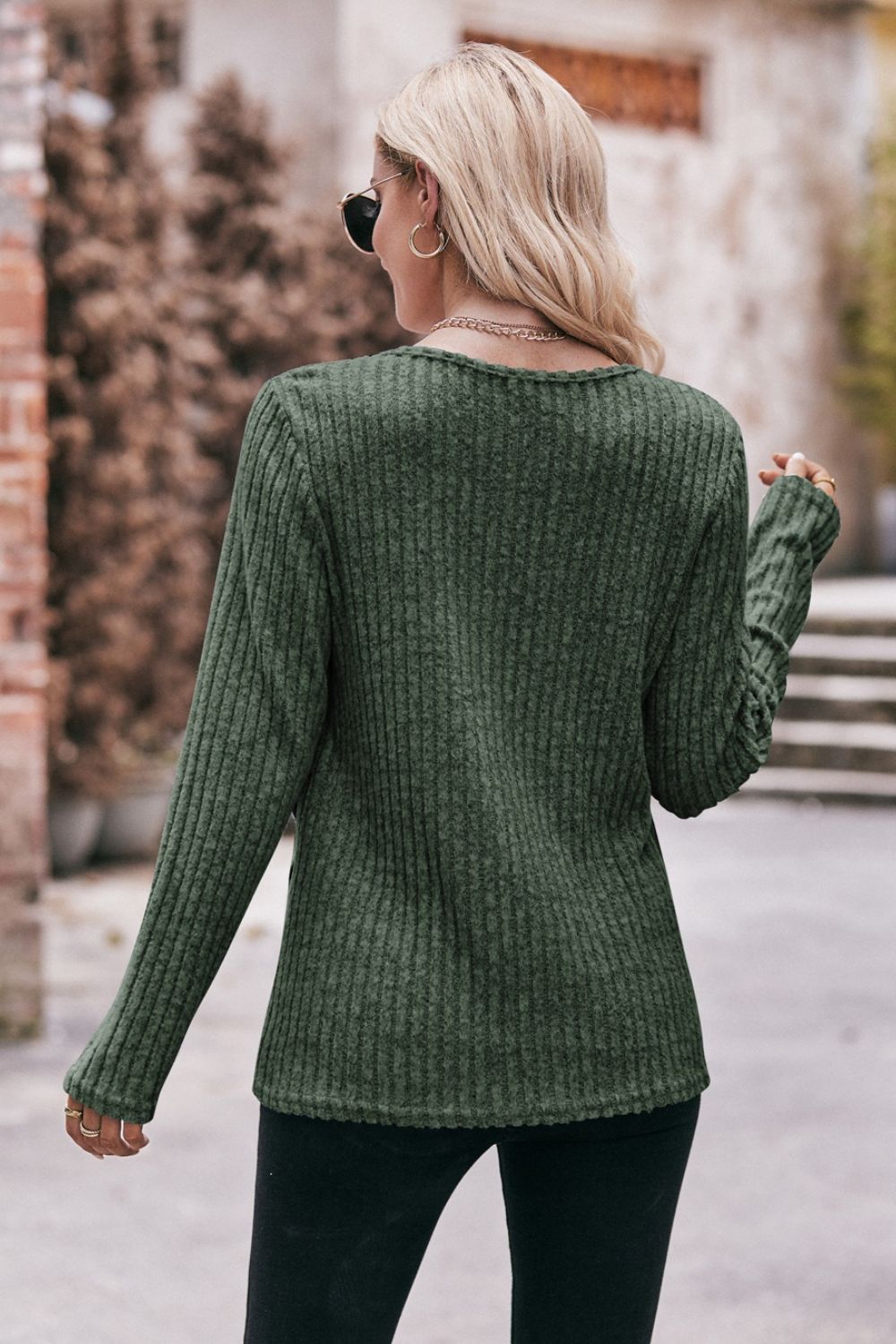 Buttoned Detail Ribbed | Top