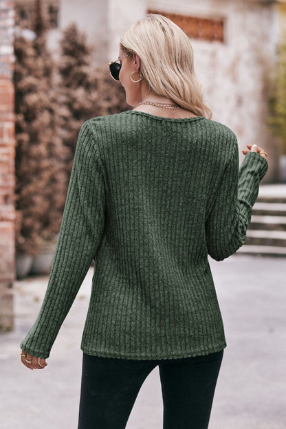 Buttoned Detail Ribbed | Top