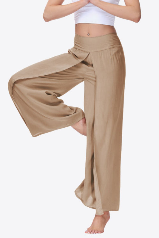 Smocked Split Wide Leg Long | Pants