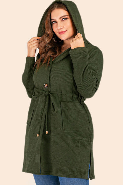 Drawstring Waist Hooded | Cardigan