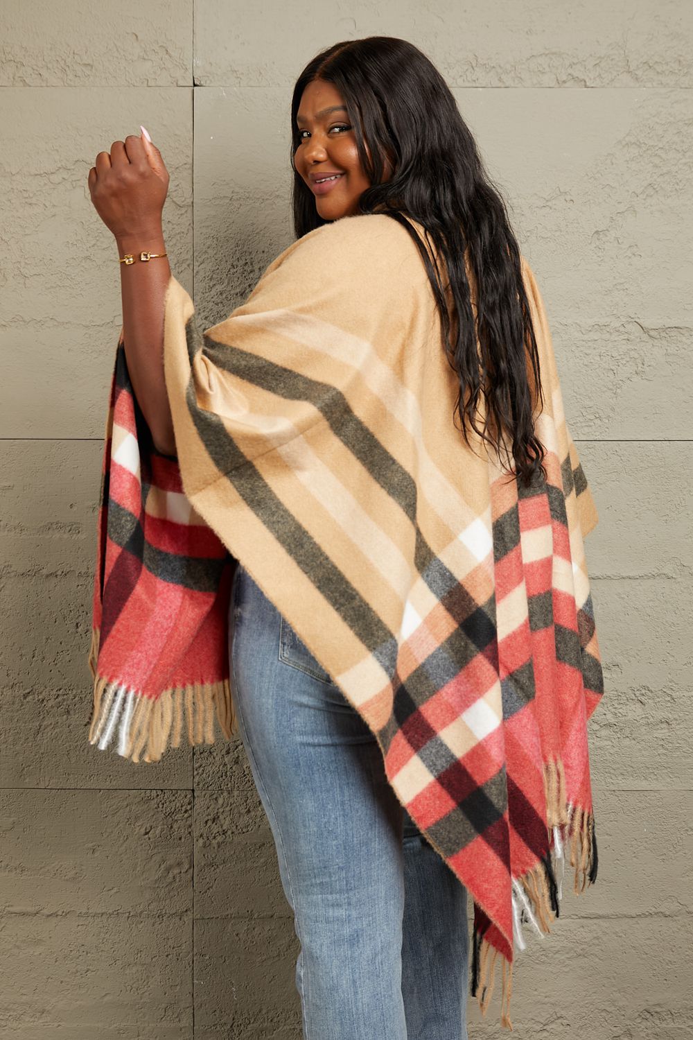 Plaid Shawl Poncho | Cardigan