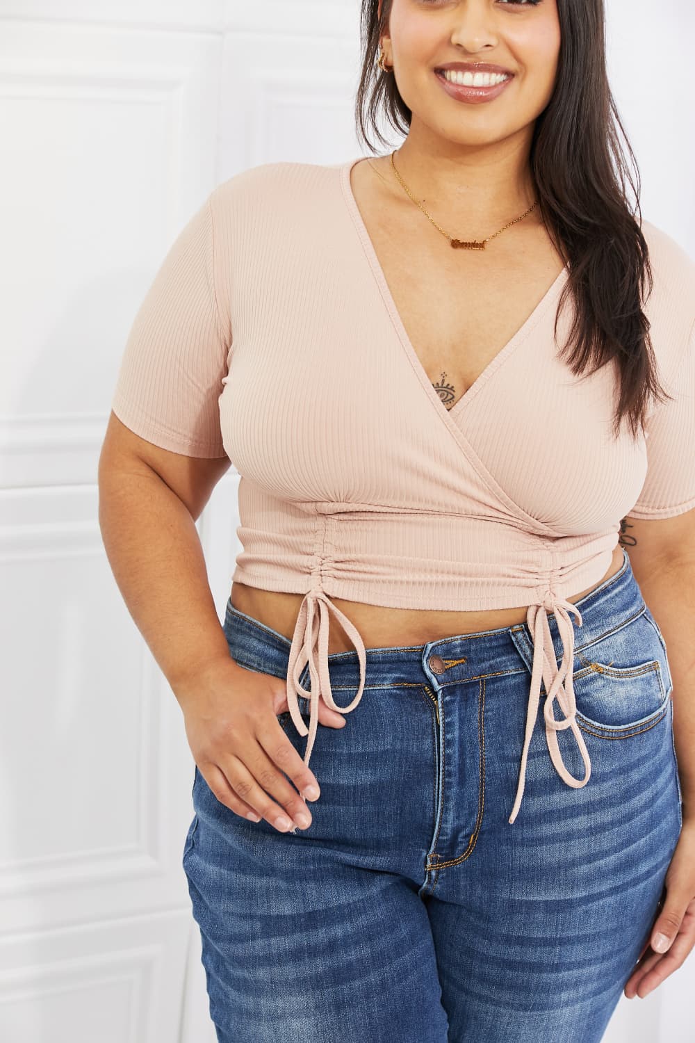 Blush Ribbed Front Scrunched | Top