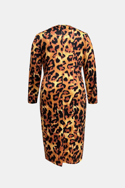 Surplice Neck Leopard Long Sleeve | Dress