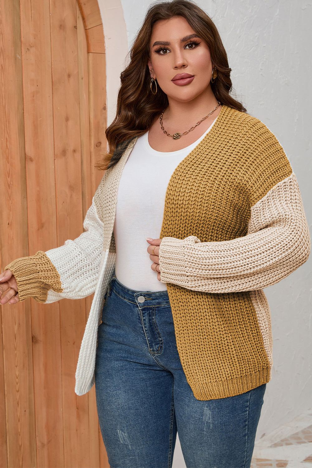 Color Block Dropped Shoulder | Cardigan