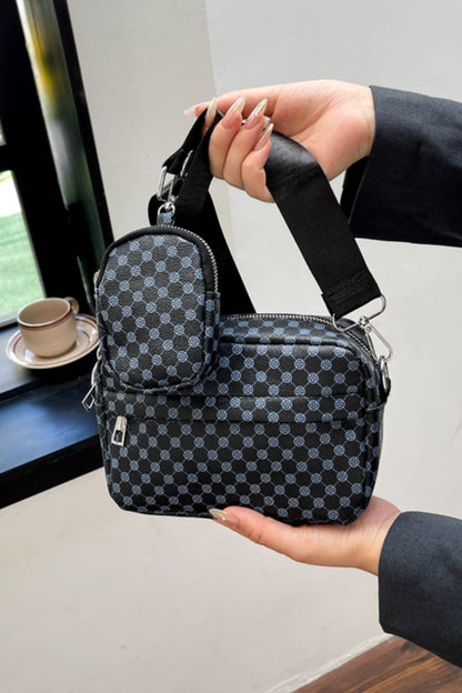 Vegan Leather Shoulder Bag with Small Purse