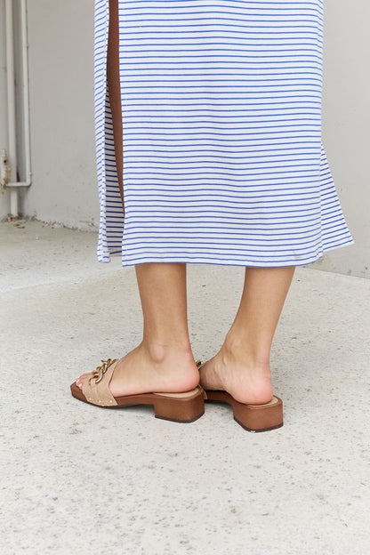 Square Toe Chain Clog | Sandal in Tan