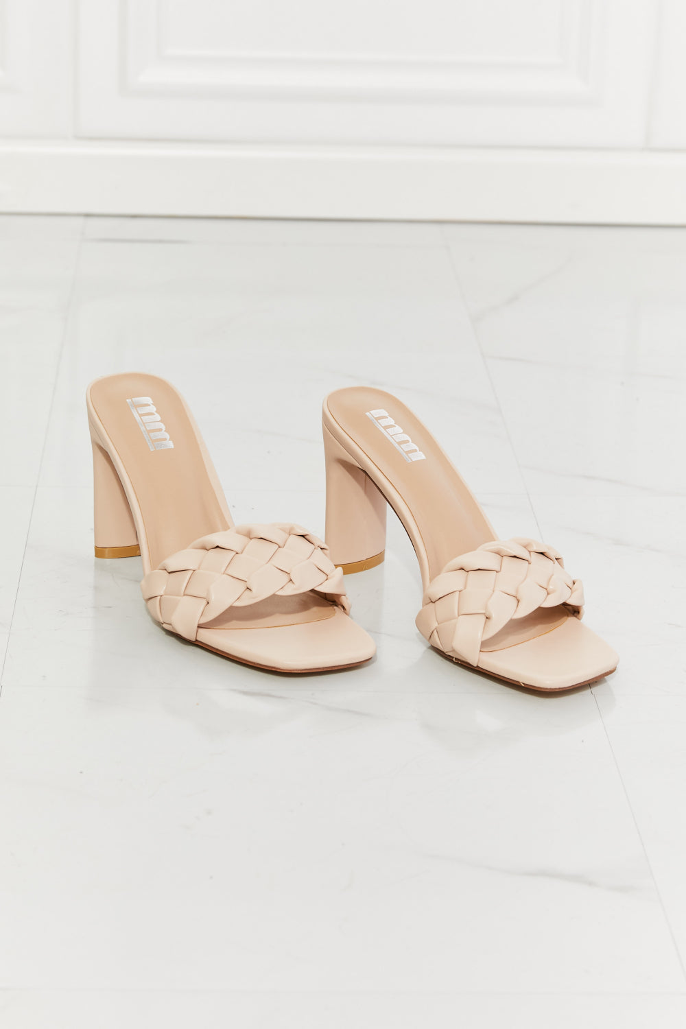 Braided Block Heel in Beige | Sandals