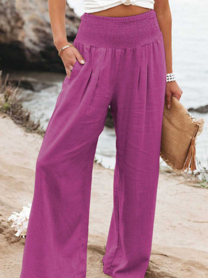 Smocked Waist Wide Leg | Pants