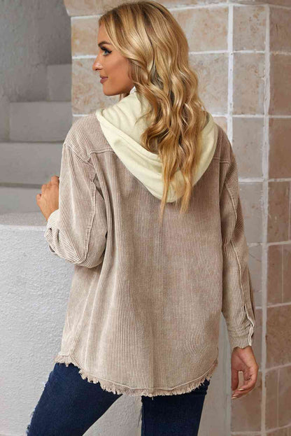 Snap Front Hooded Corduroy | Shacket