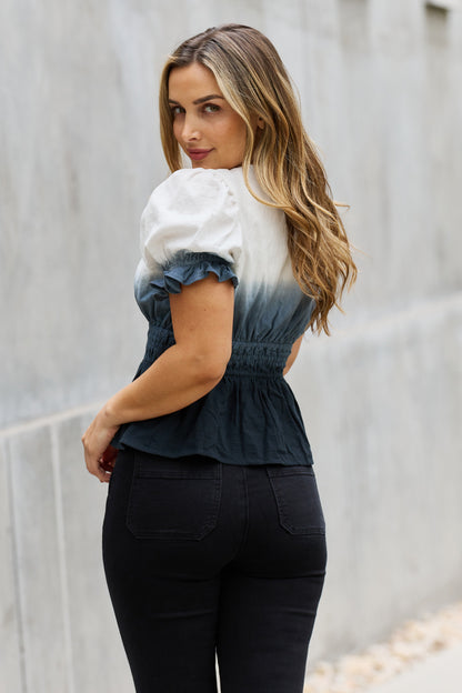 Smocked Waist Ombre Woven | Top