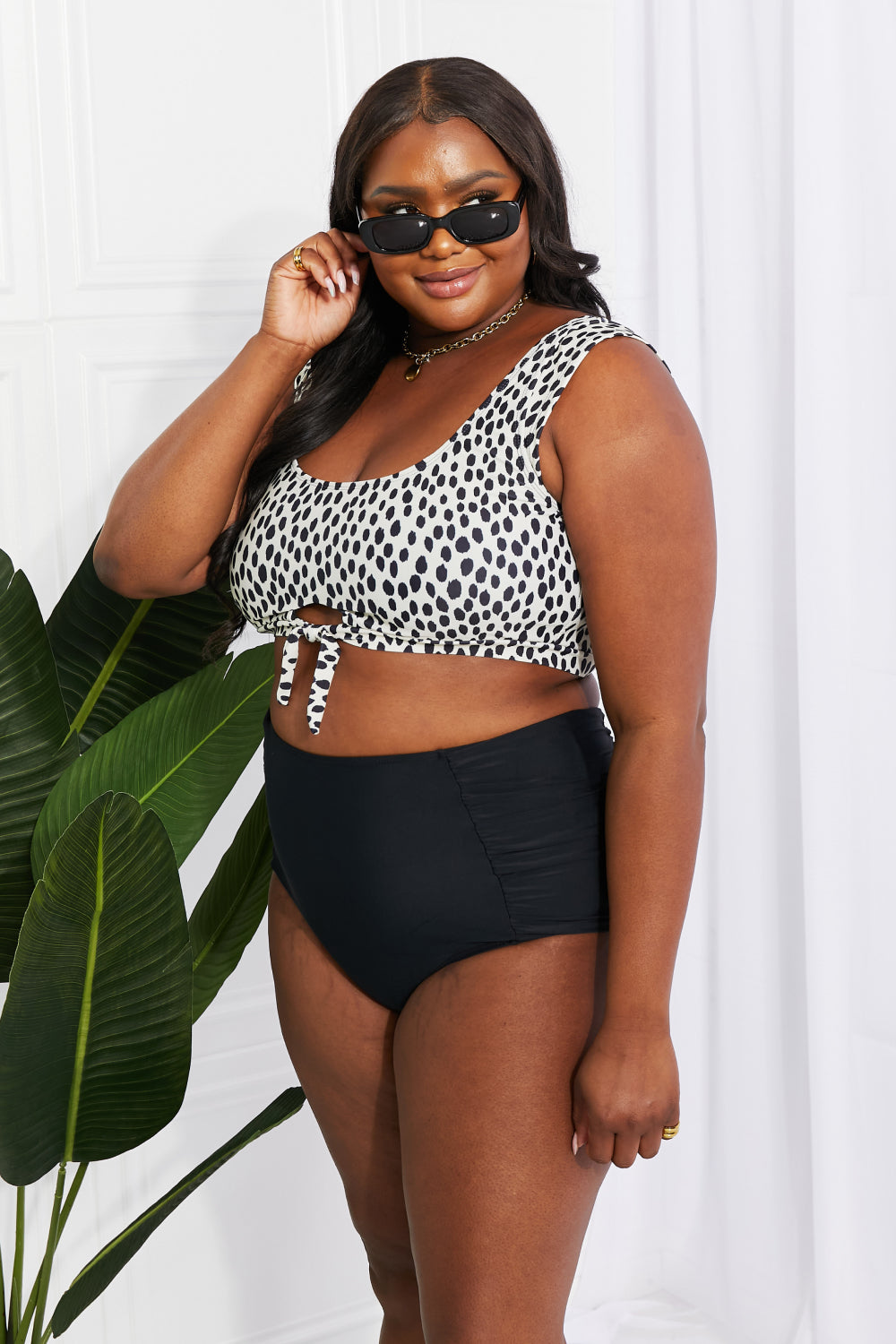 Spotty Crop Top and Ruched Bottoms | Swimwear Set