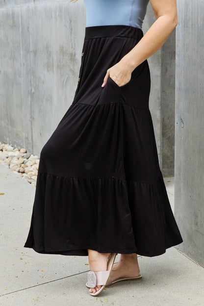 Solid Color Buttoned Maxi | Skirt