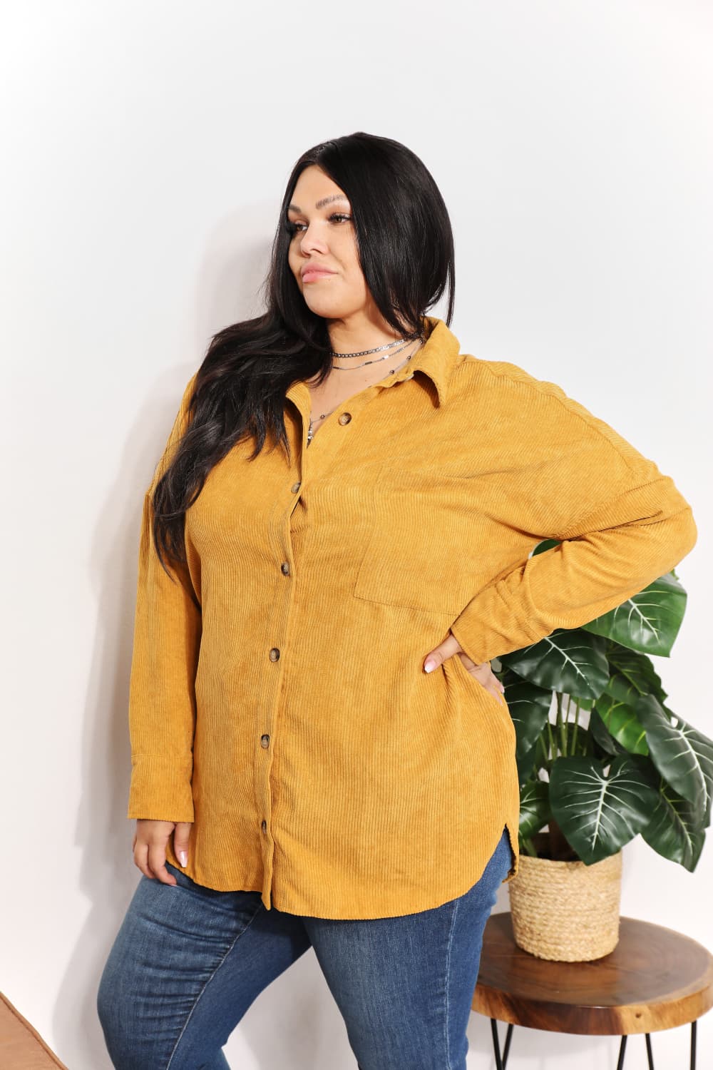 Button-Down Corduroy Tunic | Shirt
