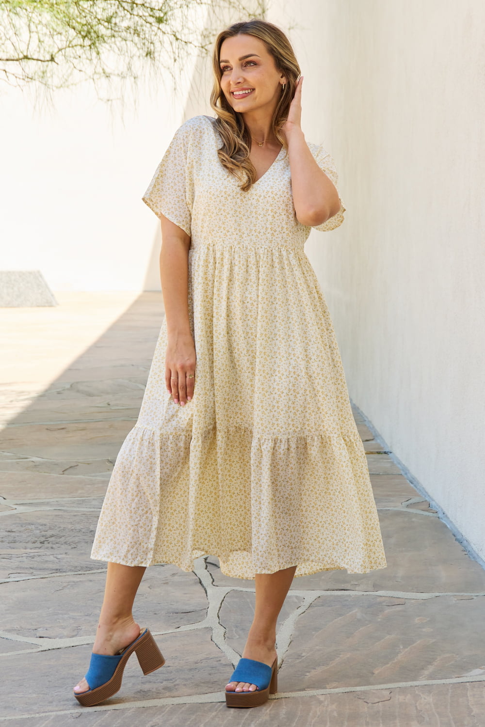 Cream Kimono Sleeve Midi | Dress
