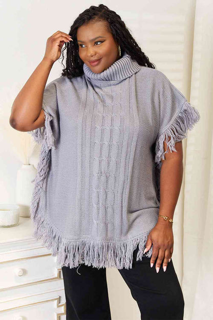 Turtle Neck Fringe | Poncho