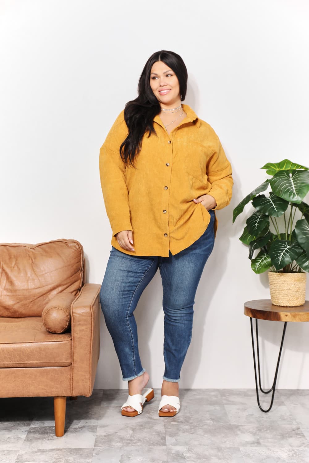 Button-Down Corduroy Tunic | Shirt