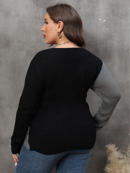 Two-Tone Surplice Neck | Sweater
