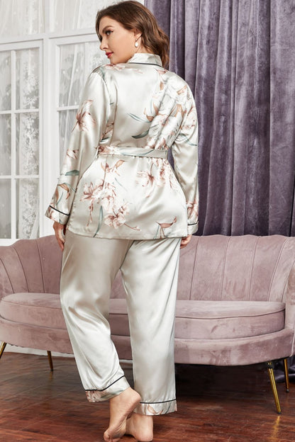 Floral Belted Robe + Pants | Pajama Set