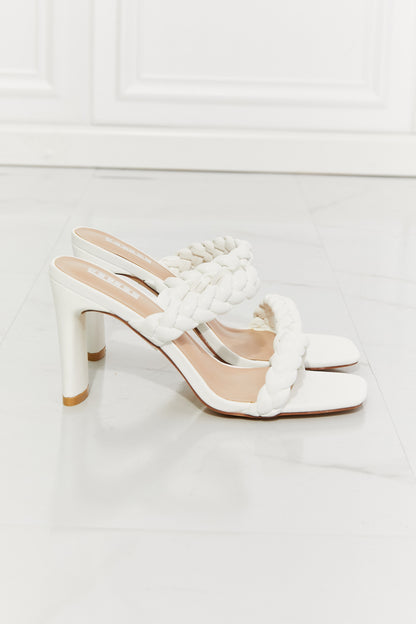 Double Braided Block Heel in White | Sandal