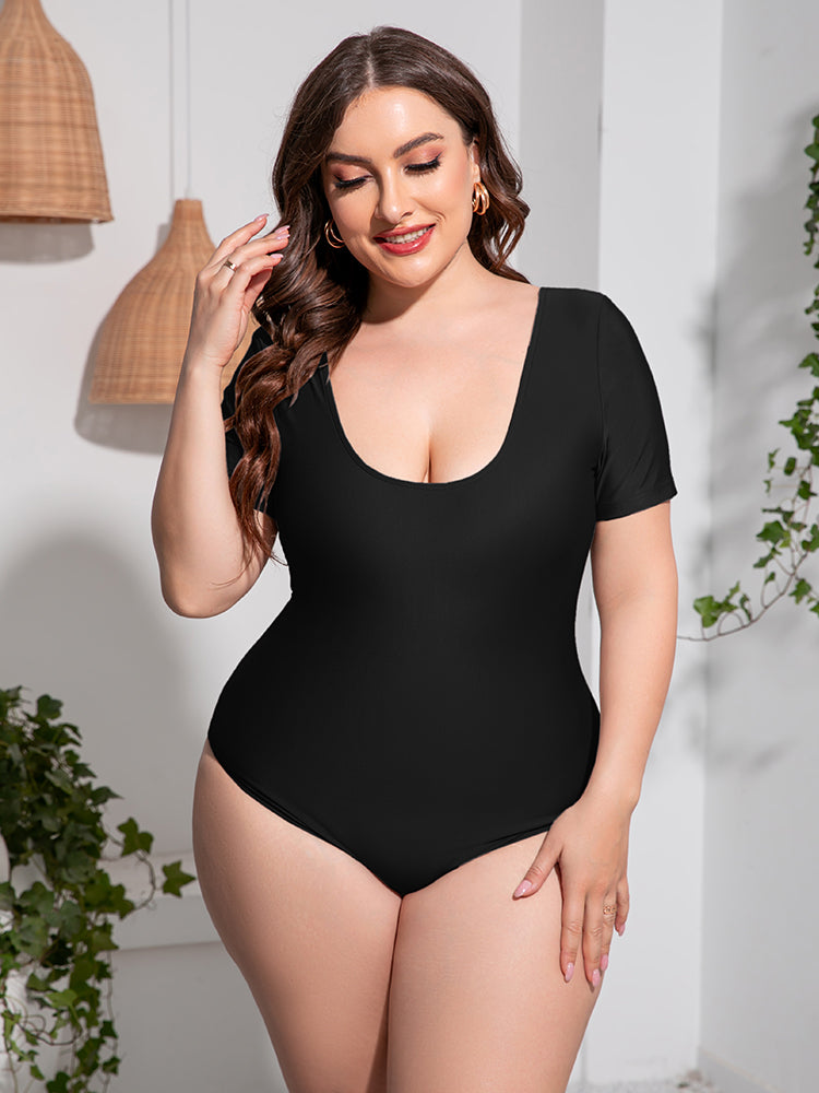Scoop Neck Short Sleeve | One-Piece Swimsuit