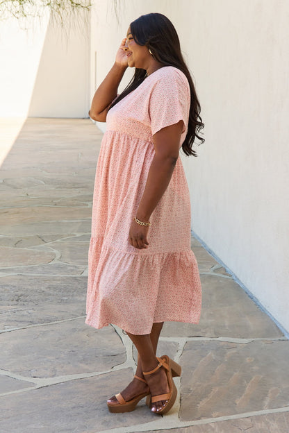 Peach Kimono Sleeve Midi | Dress