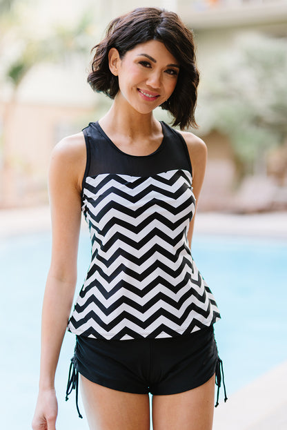 Chevron Print Ruched Tankini | Swimsuit Set