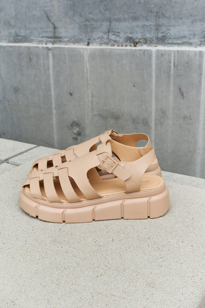 Tan Platform Cage Stap | Sandals