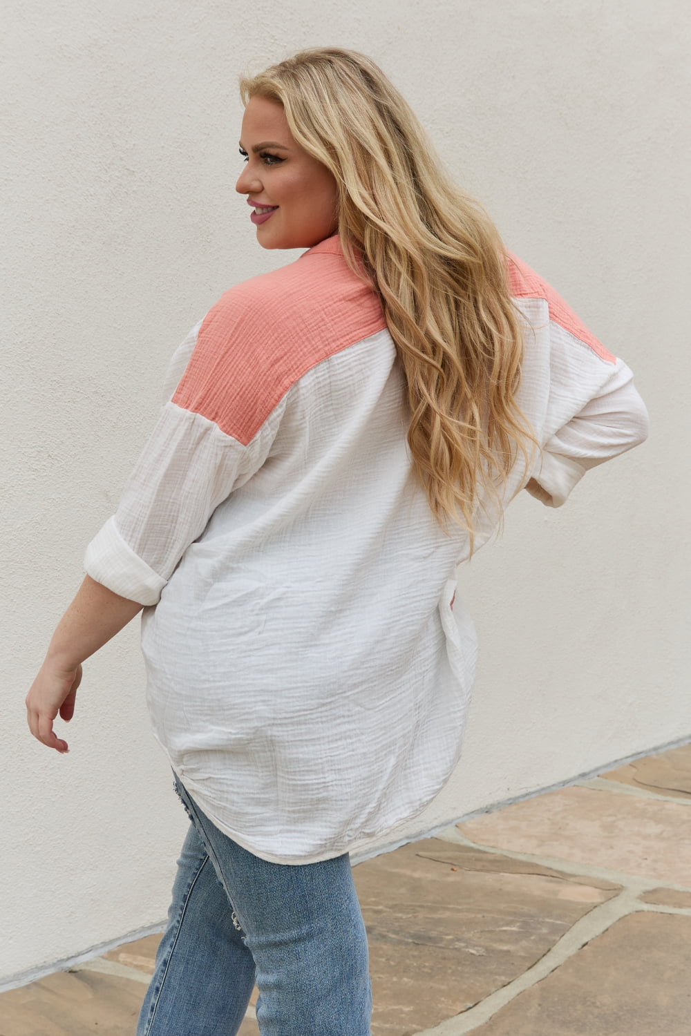 Color Block Woven Button Down | Top