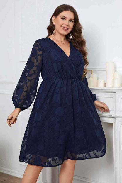 Surplice Neck Balloon Sleeve | Dress