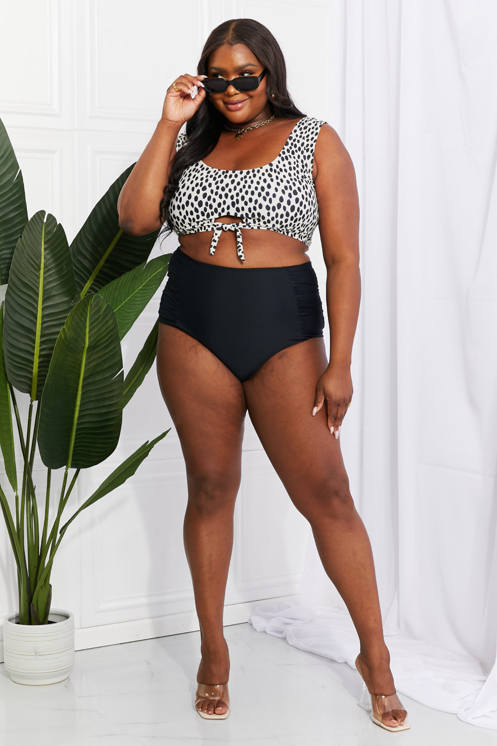 Spotty Crop Top and Ruched Bottoms | Swimwear Set