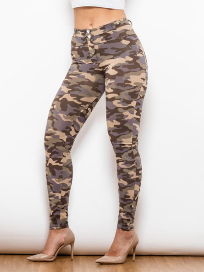 Buttoned  Camo | Leggings