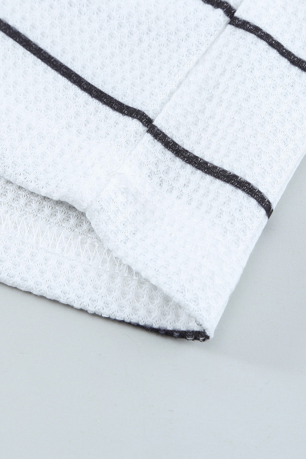 Striped Waffle Knit Henley Long Sleeve | Top