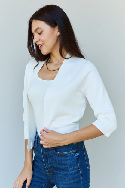 Ivory 3/4 Sleeve Cropped | Cardigan