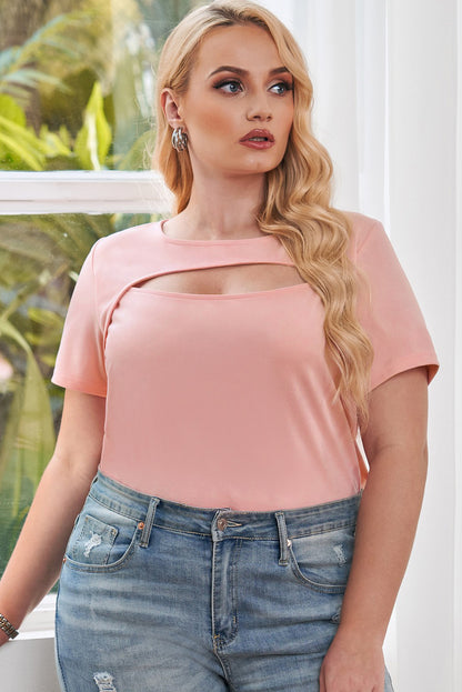 Cutout Round Neck Short Sleeve | Tee