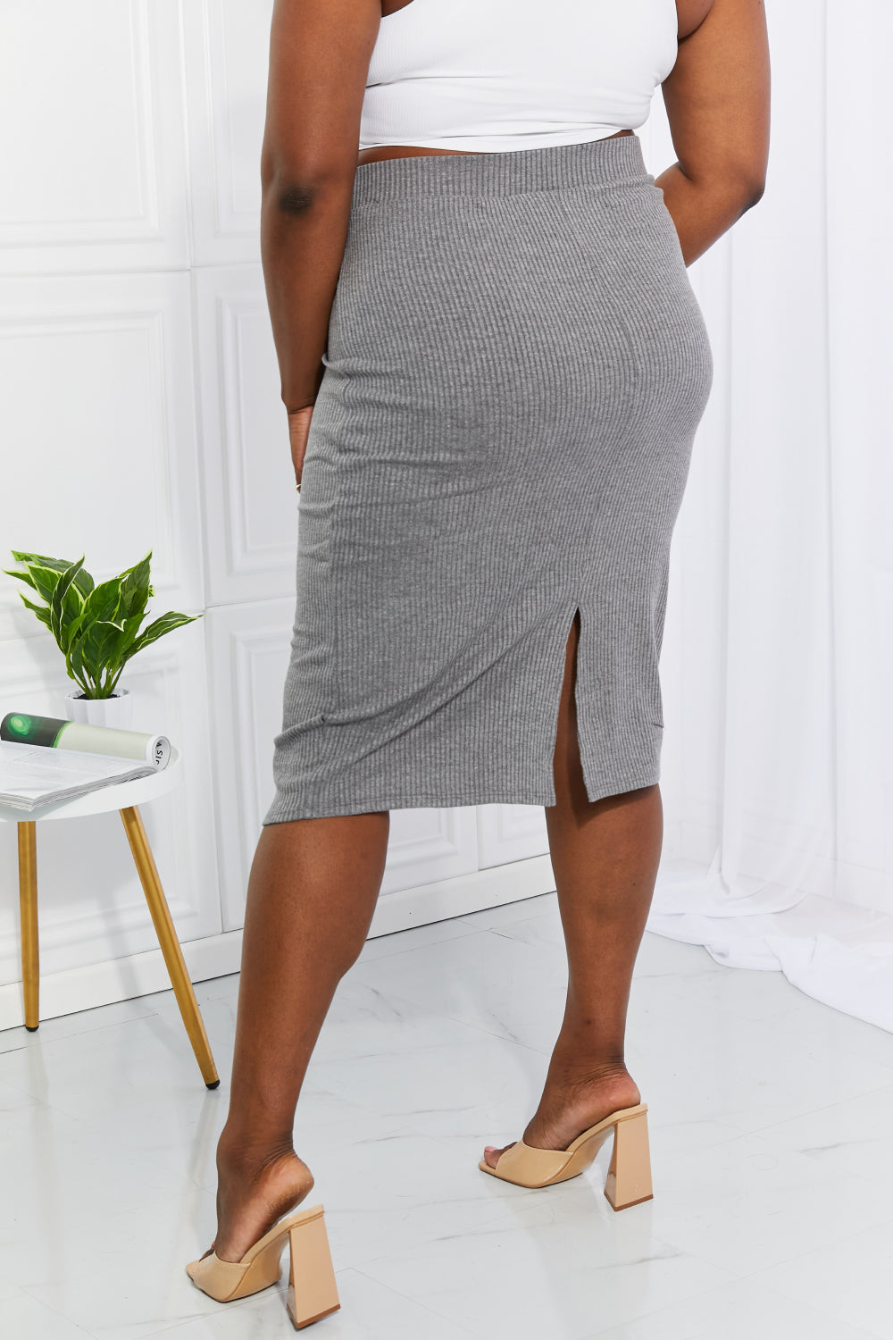 Effortless Class Ribbed Midi | Skirt