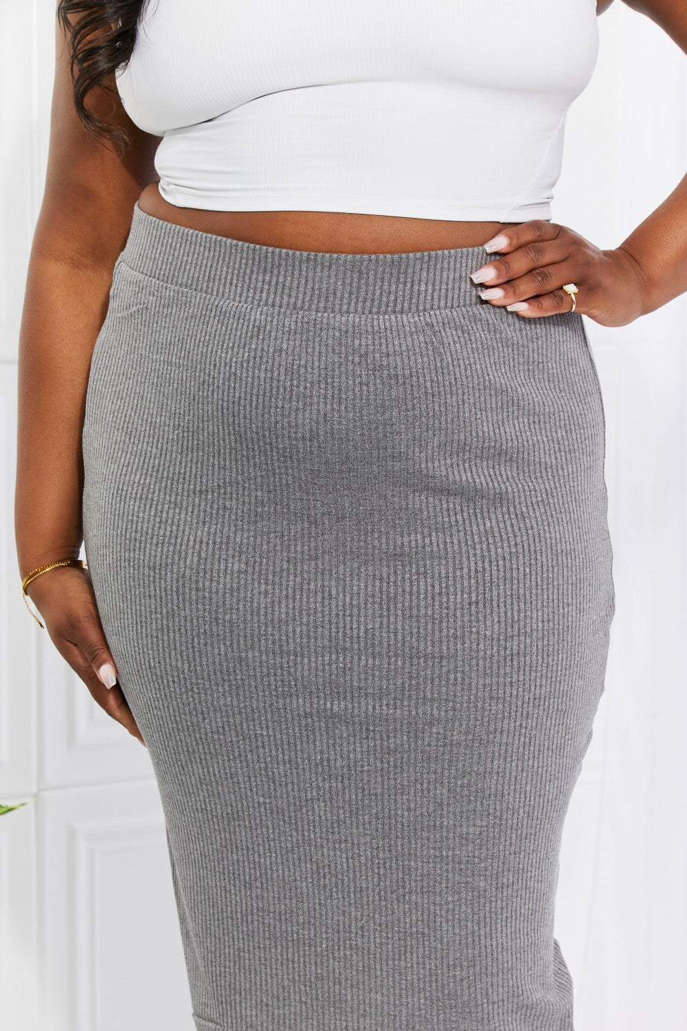 Effortless Class Ribbed Midi | Skirt