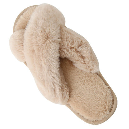 Faux Fur Crisscross Strap | Slippers