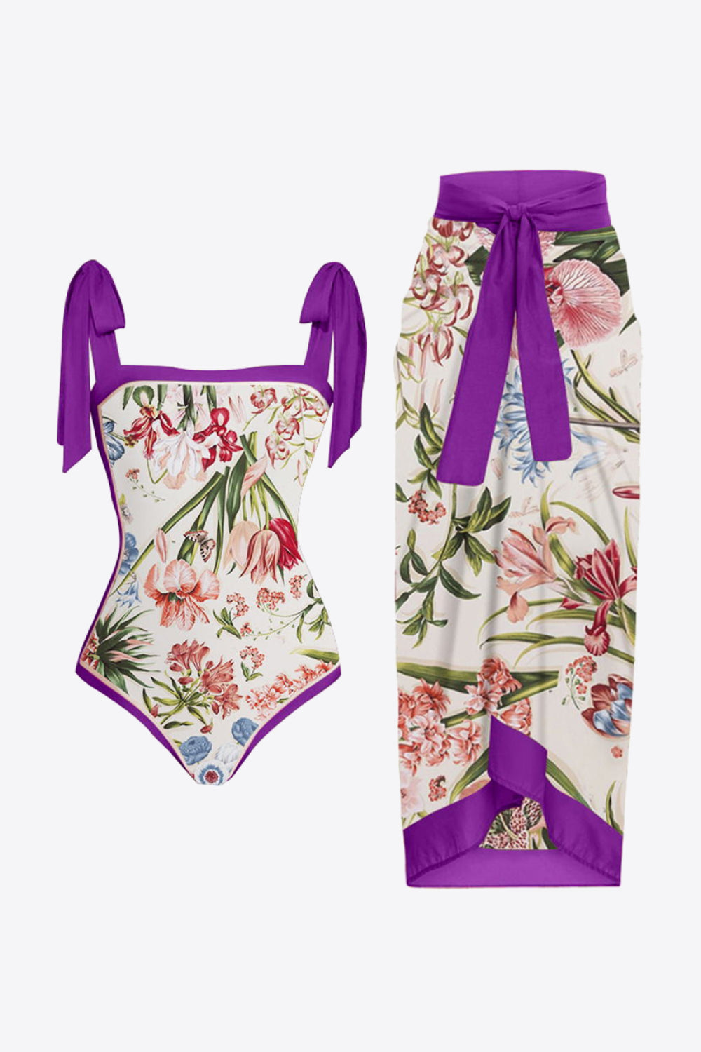 Floral Tie Shoulder | Two-Piece Swim Set