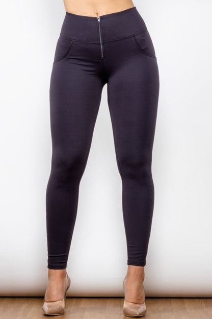 Comfy Huggers Zip Detail Skinny Long in Black | Jeans