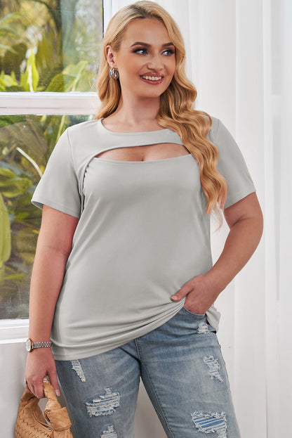 Cutout Round Neck Short Sleeve | Tee