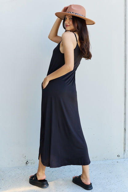 Cami Side Slit in Black | Maxi Dress