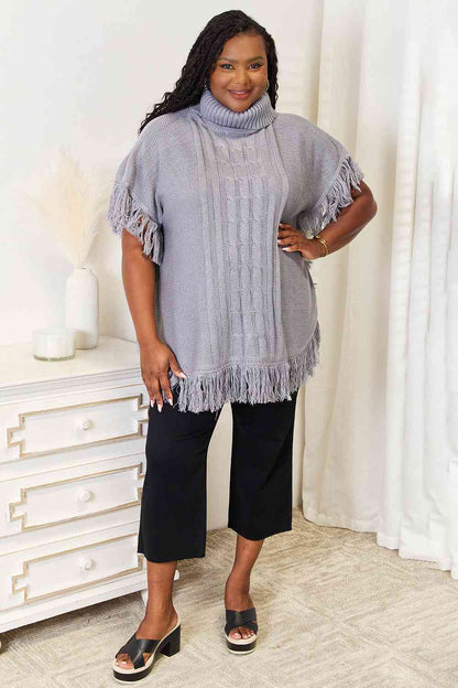 Turtle Neck Fringe | Poncho