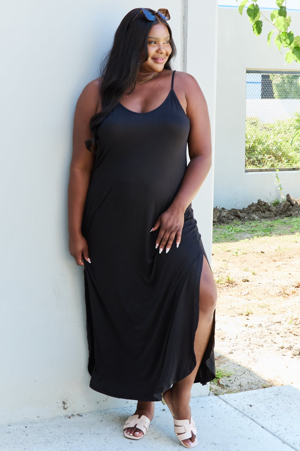 Cami Side Slit in Black | Maxi Dress
