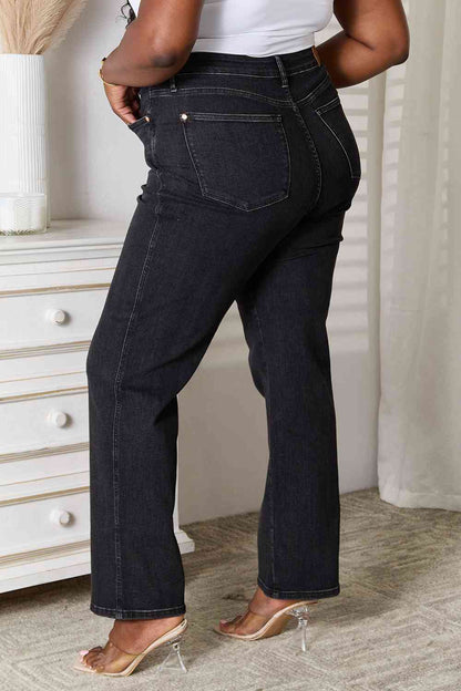 Tummy Control Washed Black Straight | Jeans