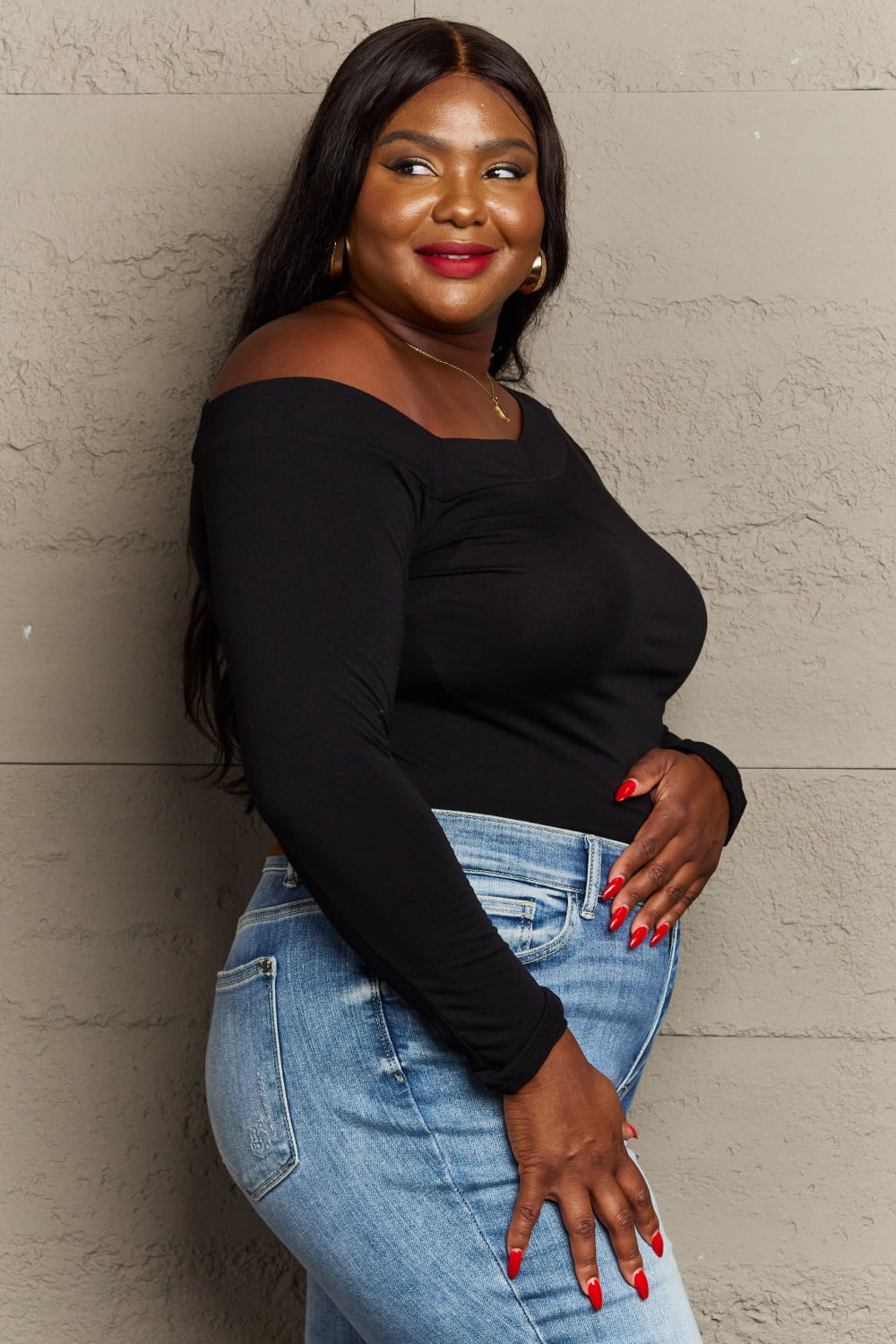 Asymmetrical Neck Long Sleeve | Top