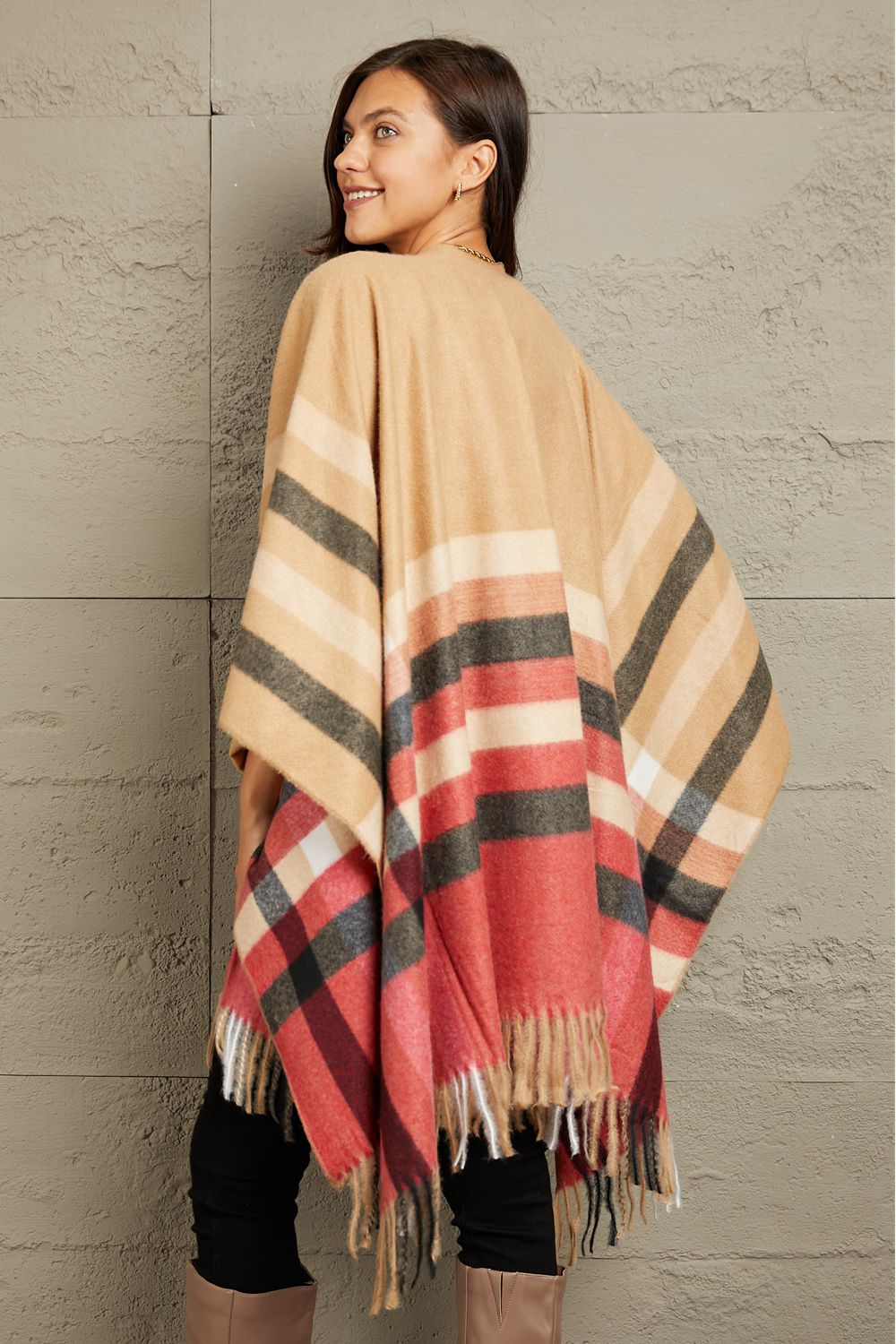 Plaid Shawl Poncho | Cardigan