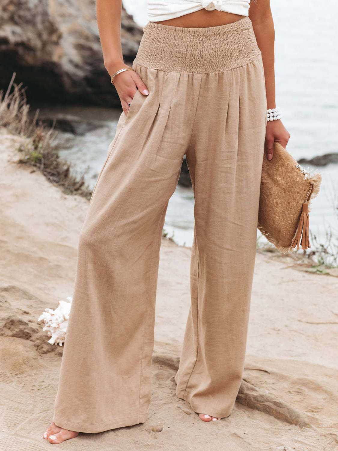 Smocked Waist Wide Leg | Pants