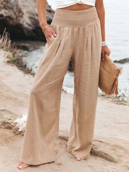 Smocked Waist Wide Leg | Pants